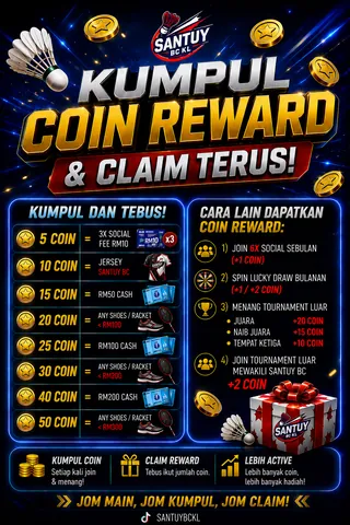 Kumpul Coin Reward & Claim Terus — jadual tebus coin dan cara dapatkan coin